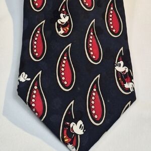 Disney Mickey Mouse Red and Black Paisley Tie